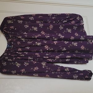 CHAPS Boho Blouse Plum with pink flowers